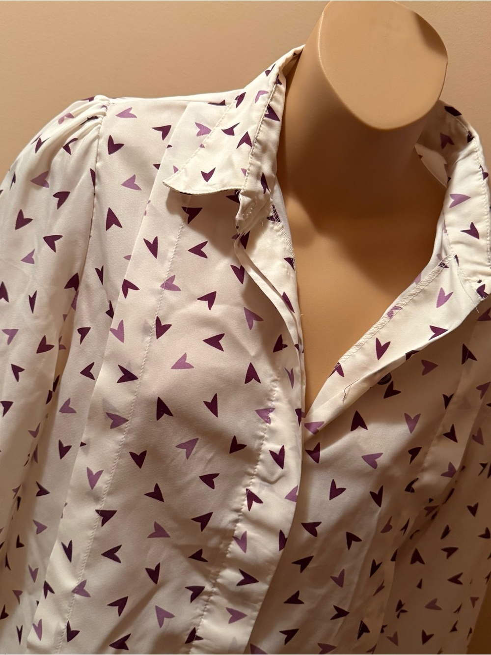 VINTAGE COS COB 80s Polyester Blouse Top Shirt hearts size 14